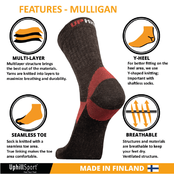 MULLIGAN sock with Merino wool - גרבי טיולים וספורט עם צמר מרינו - דגם #8604 – תמונה 3