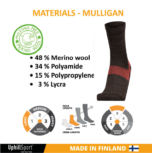 MULLIGAN sock with Merino wool - גרבי טיולים וספורט עם צמר מרינו - דגם #8604 – תמונה 2