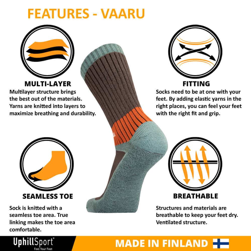 VAARU - גרבי טיולים וטרקים עם 40% במבוק ו-25% צמר מרינו - דגם #E8862 – תמונה 3