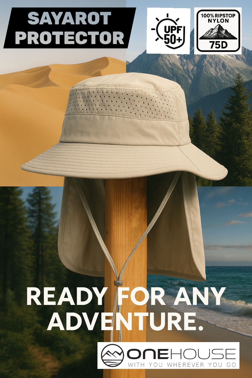 משתתף במבצע "קנה 3 כובעים במחיר של 2!" - כובעי סיירות דגם 2025 (UPF 50) של ONEHOUSE עם כיסוי צוואר הניתנת לתלישה – תמונה 10